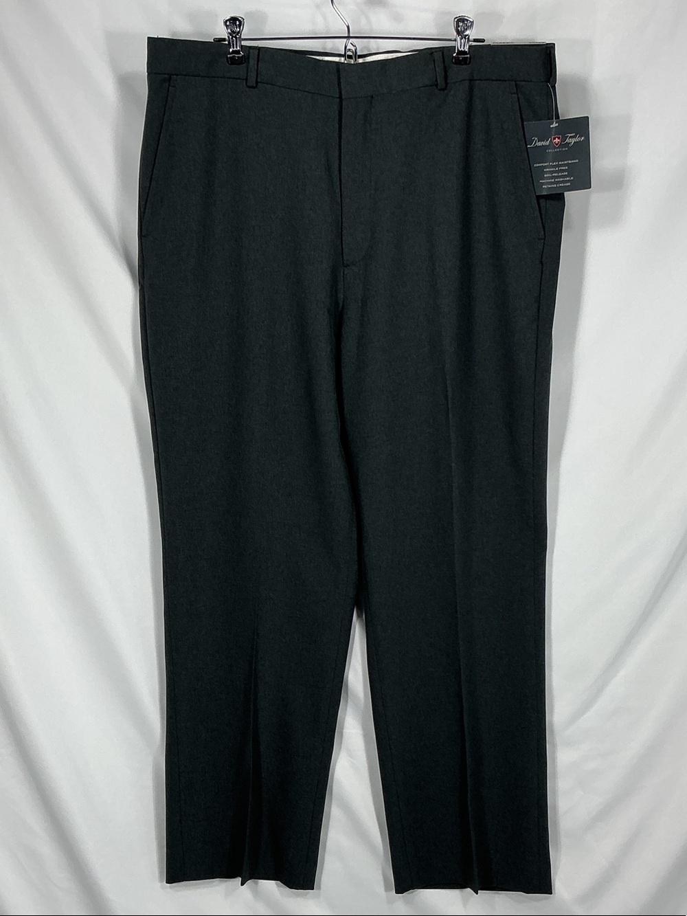 David Taylor Maxslax Men’s Dress Pants NWT 38x29 Gray Dark Grey Comfort Stretch